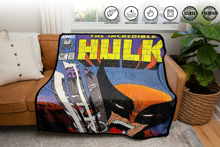 Marvel The Incredible Hulk Vs Wolverine Fleece Throw Blanket - Fundom