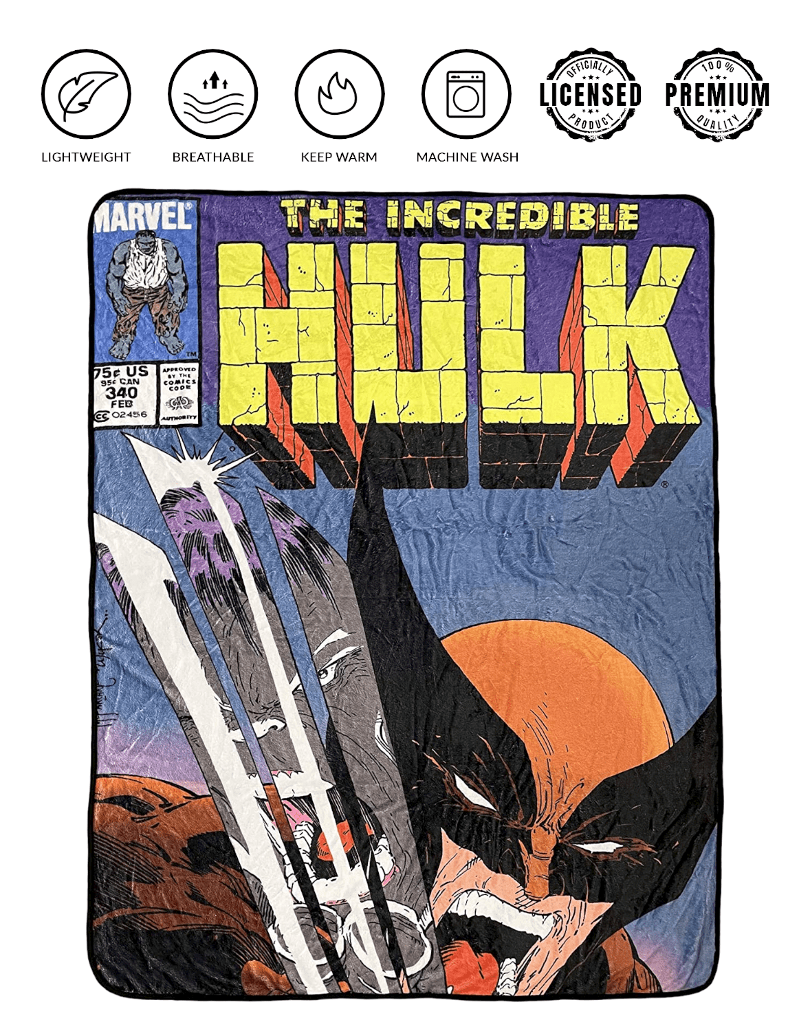 Marvel The Incredible Hulk Vs Wolverine Fleece Throw Blanket - Fundom