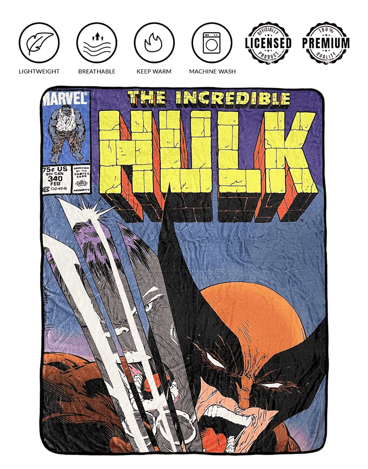 Marvel The Incredible Hulk Vs Wolverine Fleece Throw Blanket - Fundom