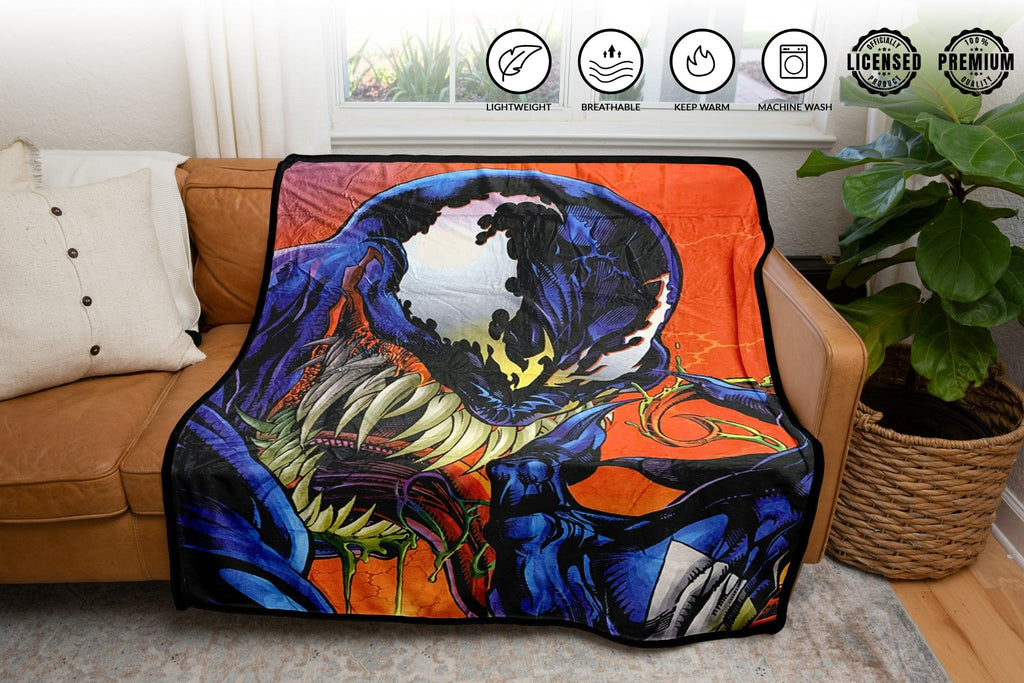 Marvel Venom Tongue Spider - Man Villain Fleece Throw Blanket 45in. By 60in. - Fundom