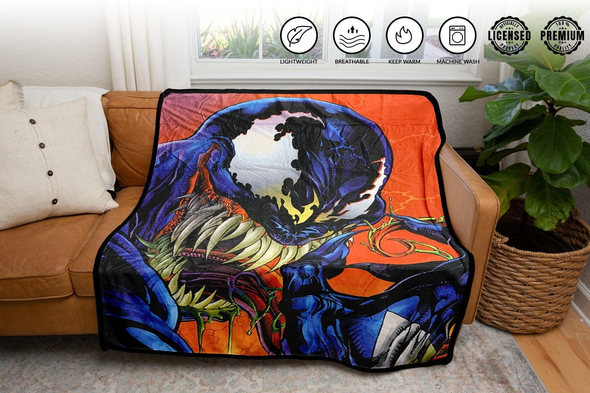 Marvel Venom Tongue Spider - Man Villain Fleece Throw Blanket 45in. By 60in. - Fundom