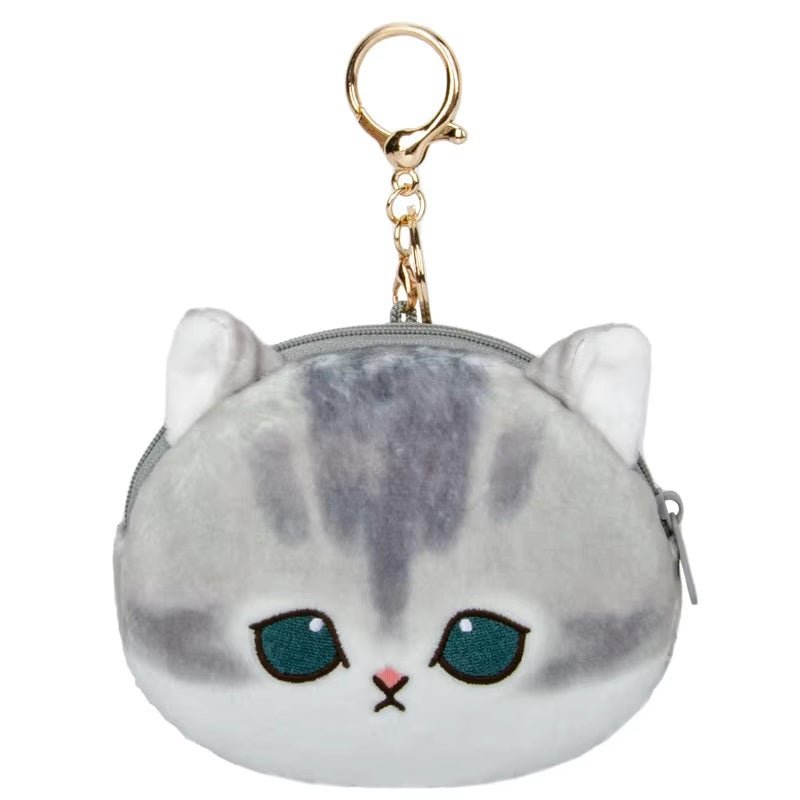 Mofusand Light Grey Cat Coin Purse Keychain - Fundom