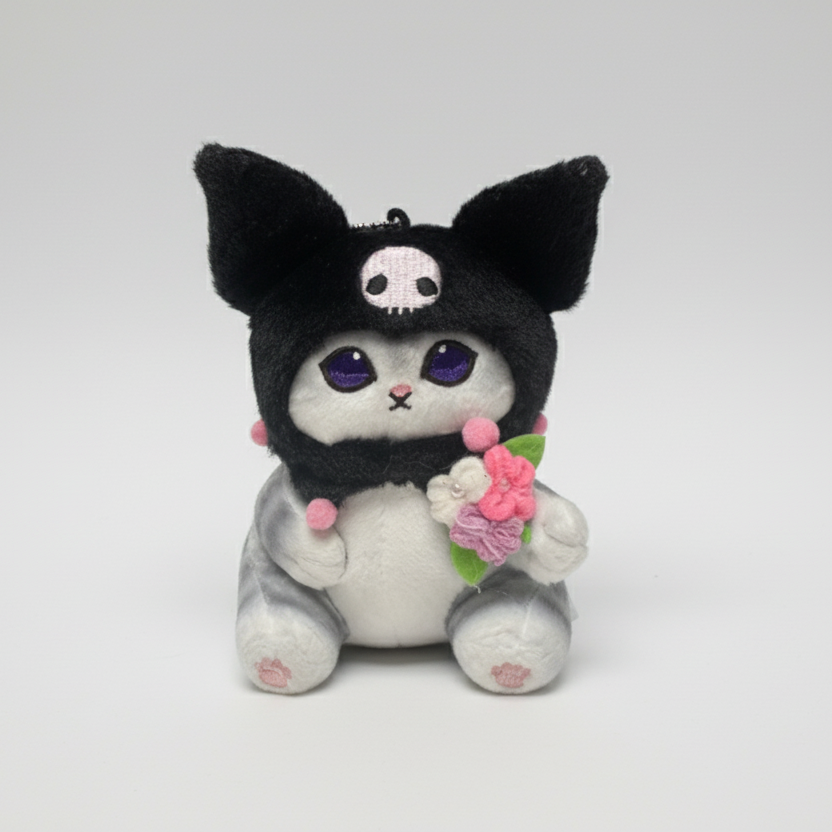 Mofusand Sanrio Kuromi Cat Plush Keychain