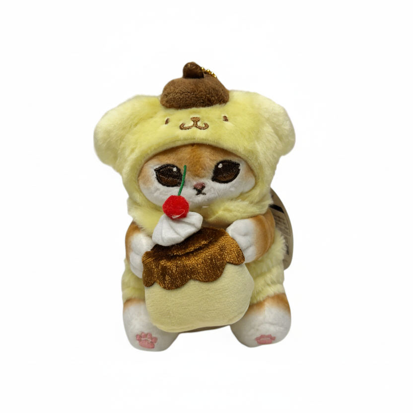 Mofusand Sanrio PomPom Purin Cat Plush Keychain - Fundom