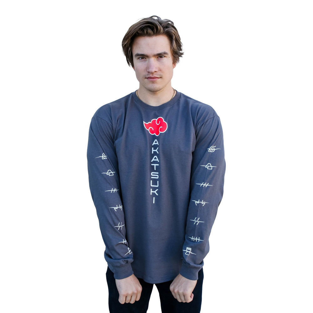 Naruto Shippuden Akatsuki Anti Village Symbols Anime Adult Long Sleeve T-Shirt - Fundom