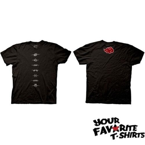 Naruto Shippuden Akatsuki Clouds Village Symbols Adult T-Shirt - Fundom