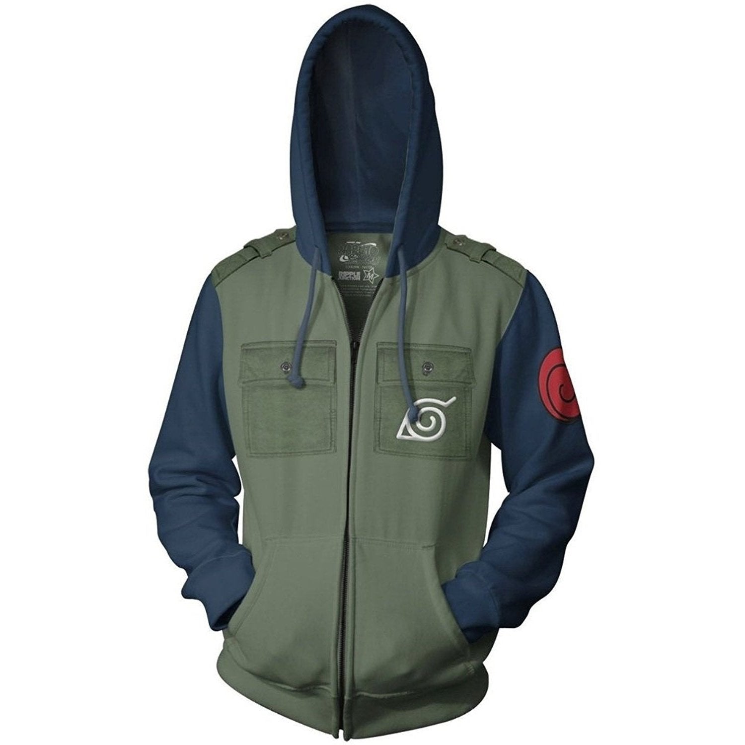 Naruto Shippuden Kakashi Cosplay Military Adult Fleece Zip Up Hoodie Sweatshirt - Fundom