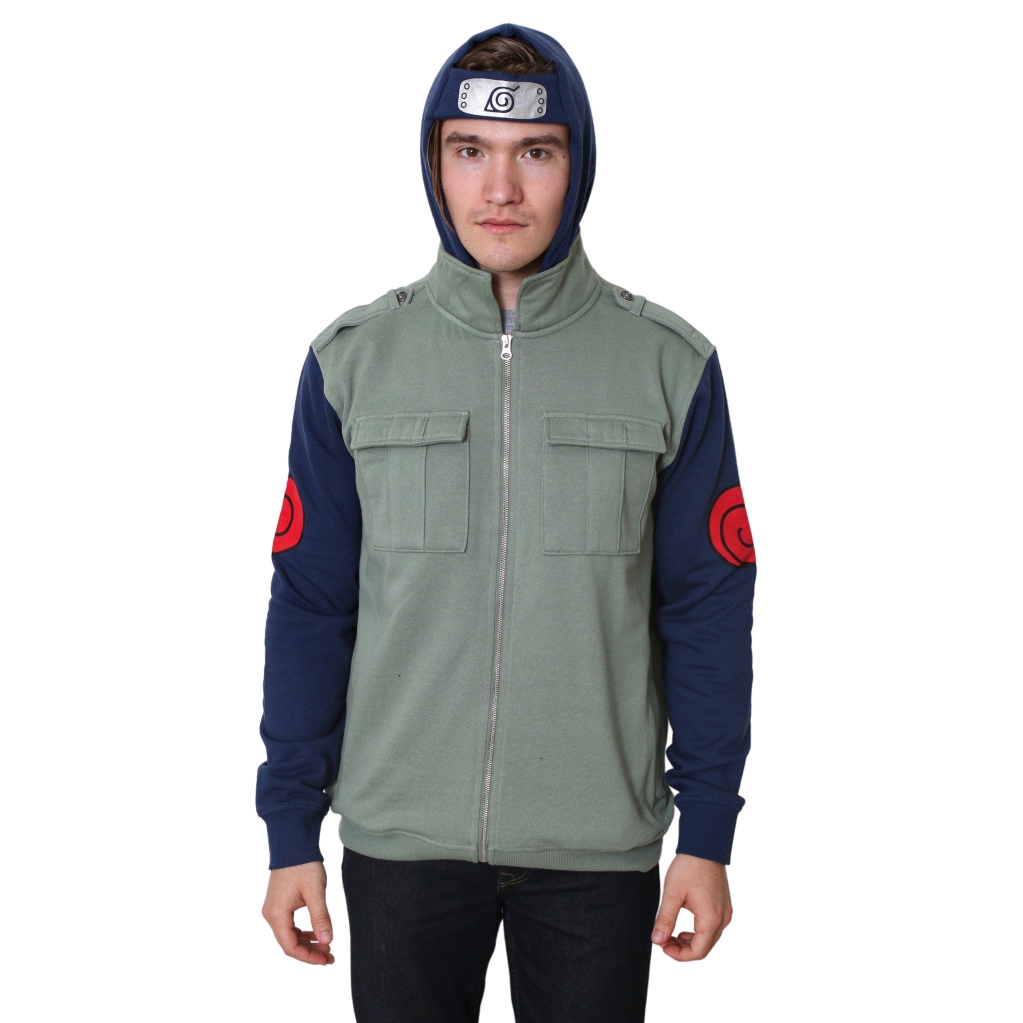 Naruto Shippuden Kakashi Hatake Cosplay Military Style Hoodie With Headband - Fundom