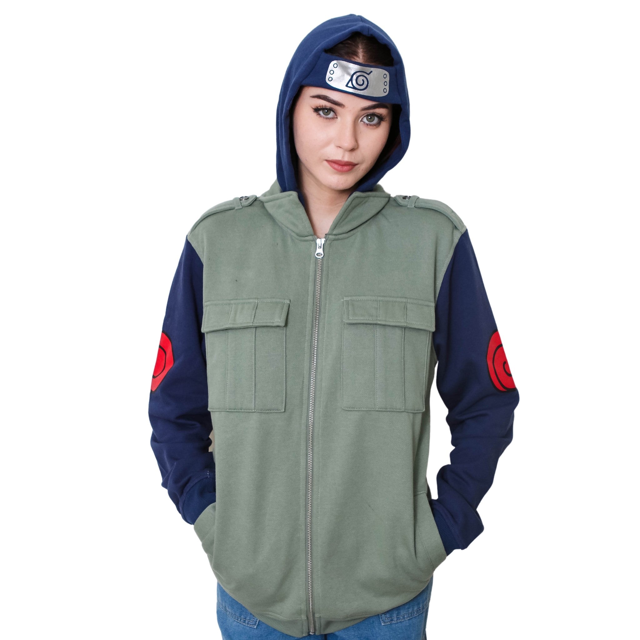 Naruto Shippuden Kakashi Hatake Cosplay Military Style Hoodie With Headband - Fundom
