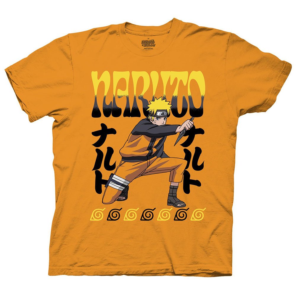 Naruto Shippuden Kneeling Naruto With Kunai Adult T-Shirt - Fundom