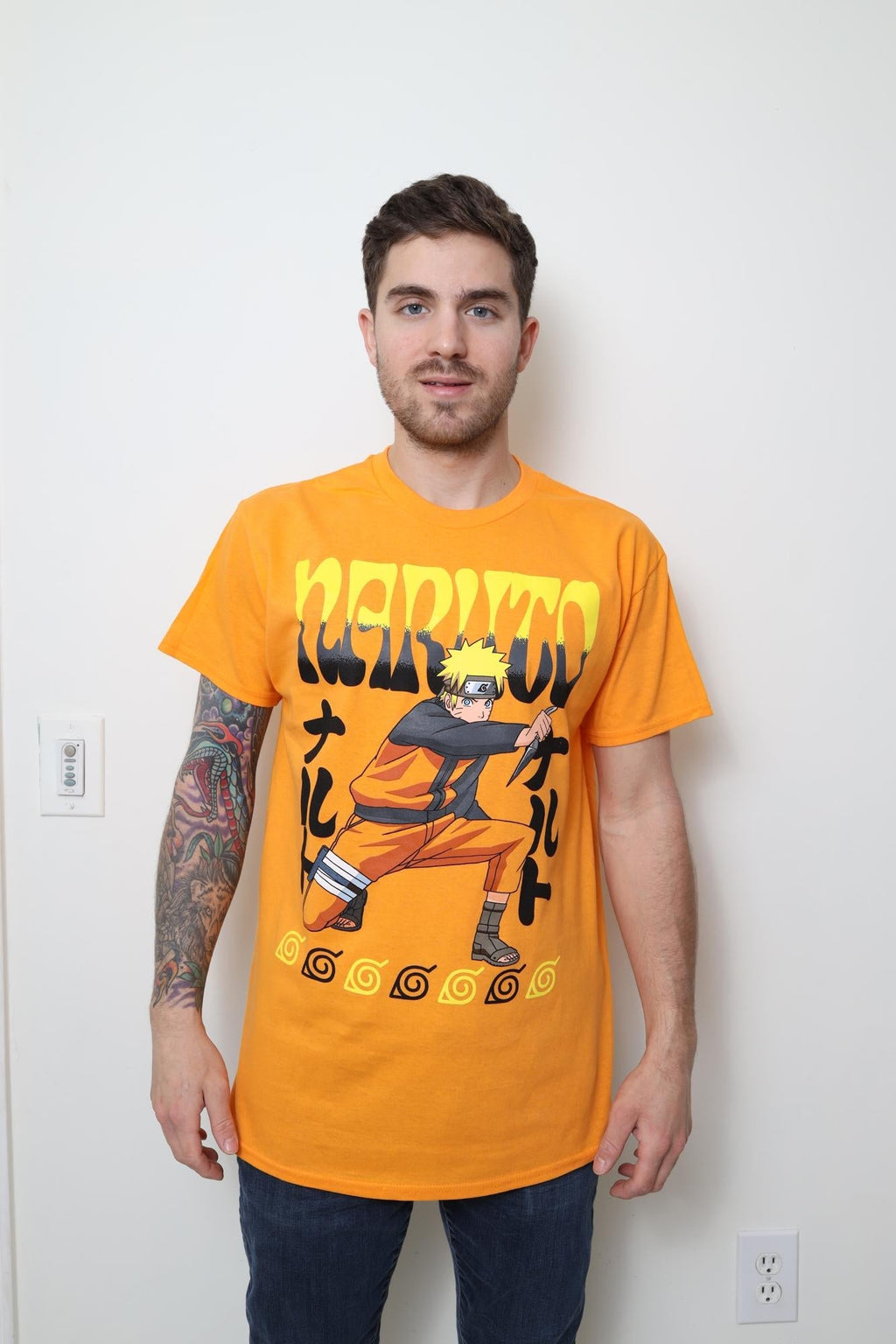 Naruto Shippuden Kneeling Naruto With Kunai Adult T-Shirt - Fundom