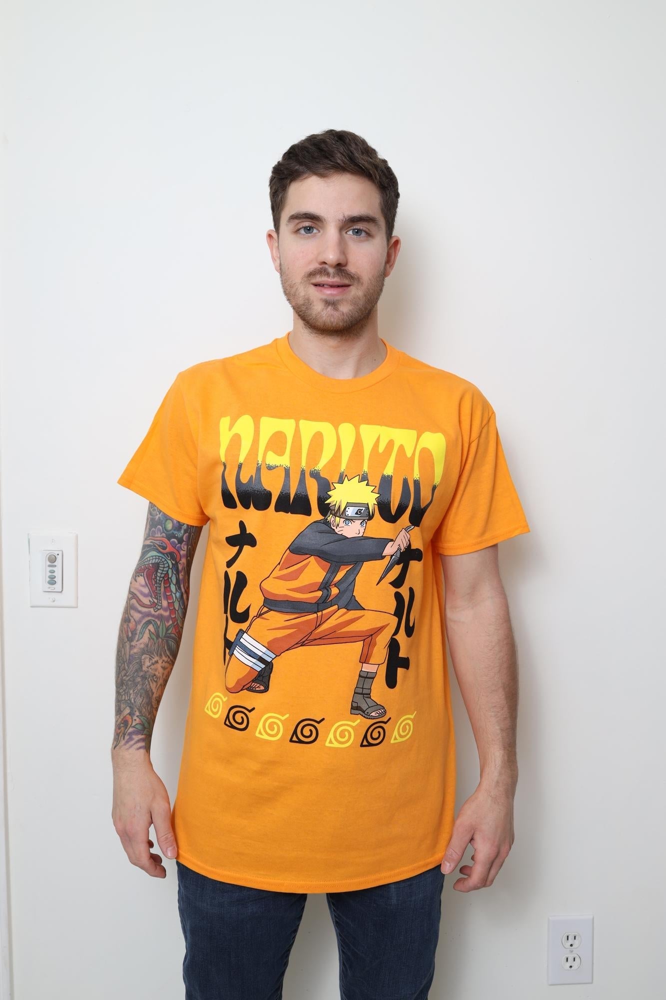 Naruto Shippuden Kneeling Naruto With Kunai Adult T-Shirt - Fundom