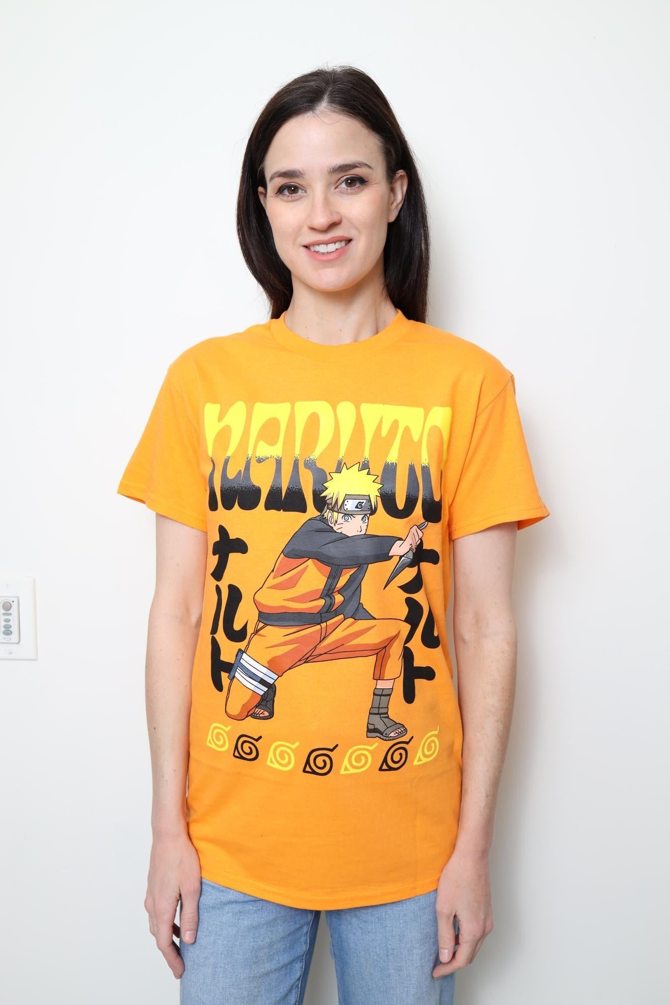 Naruto Shippuden Kneeling Naruto With Kunai Adult T-Shirt - Fundom