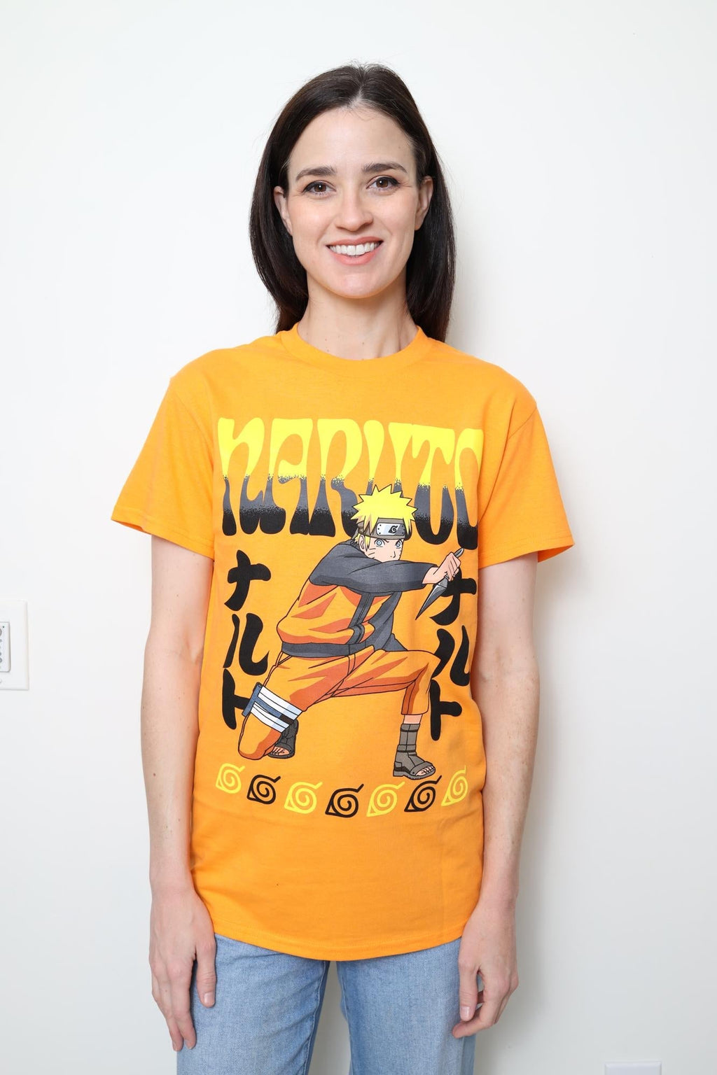 Naruto Shippuden Kneeling Naruto With Kunai Adult T-Shirt - Fundom