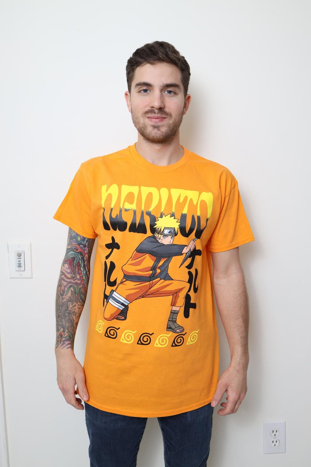 Naruto Shippuden Kneeling Naruto With Kunai Adult T-Shirt - Fundom