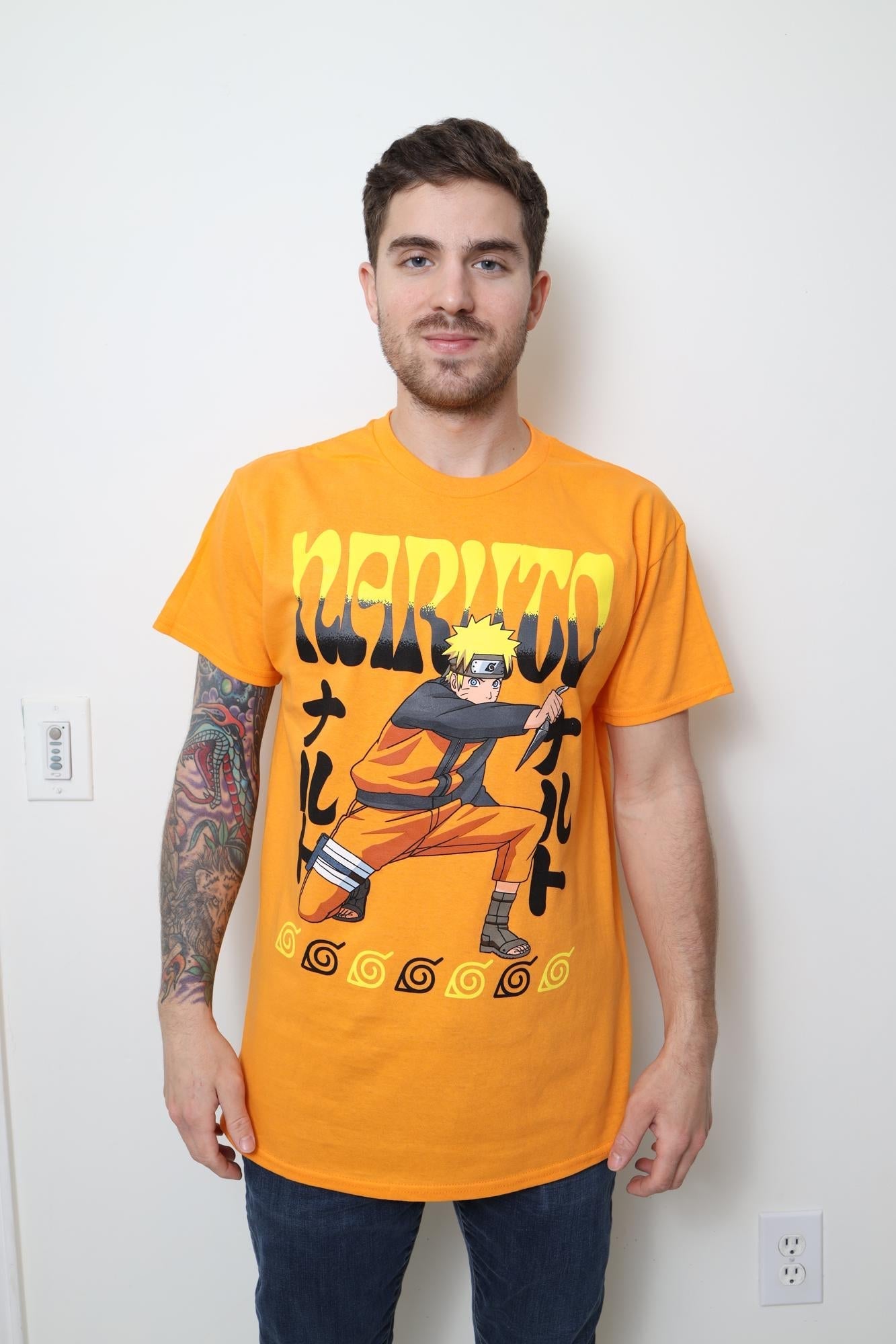 Naruto Shippuden Kneeling Naruto With Kunai Adult T-Shirt - Fundom