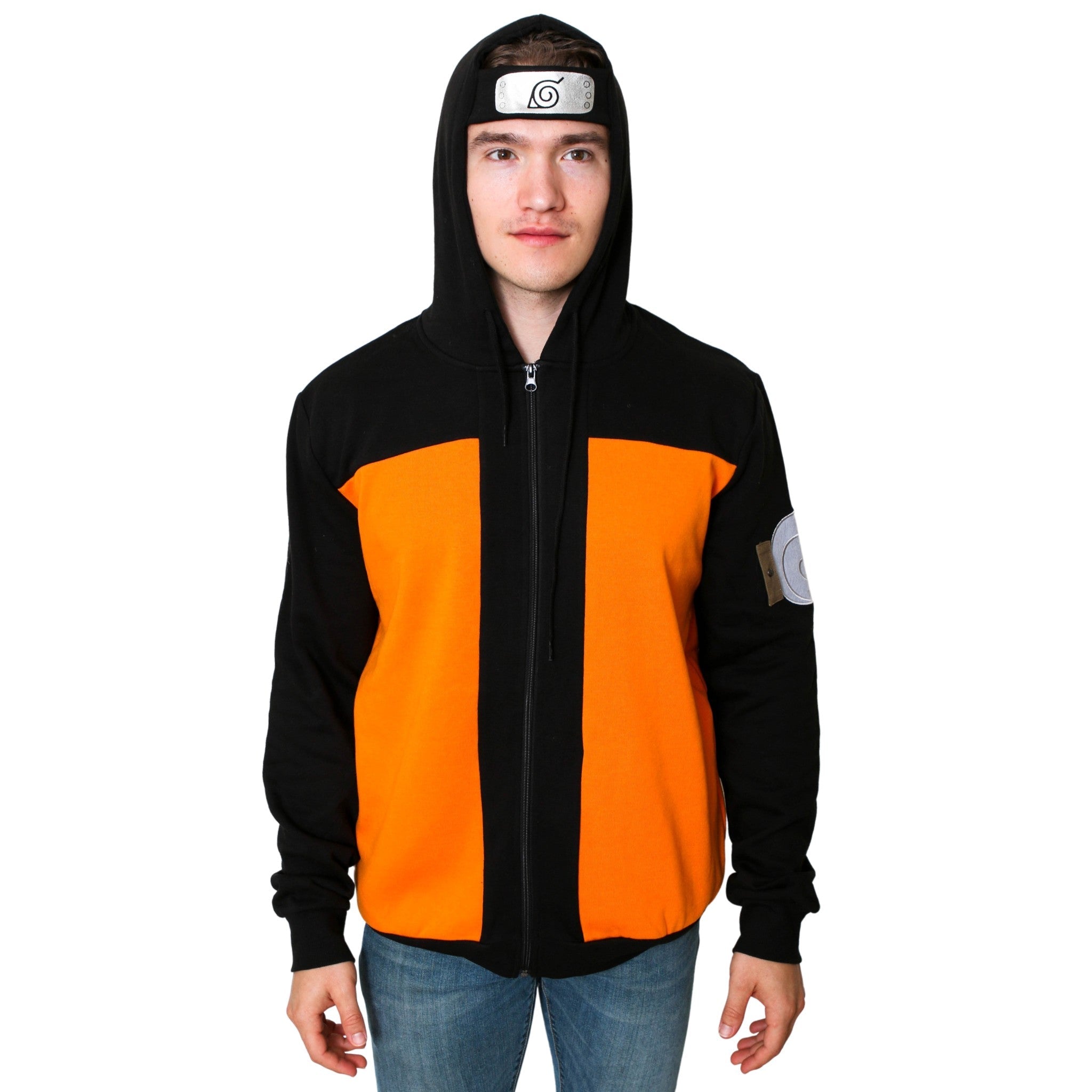 Naruto Shippuden Naruto Costume Adult Zip Up Hoodie - Fundom