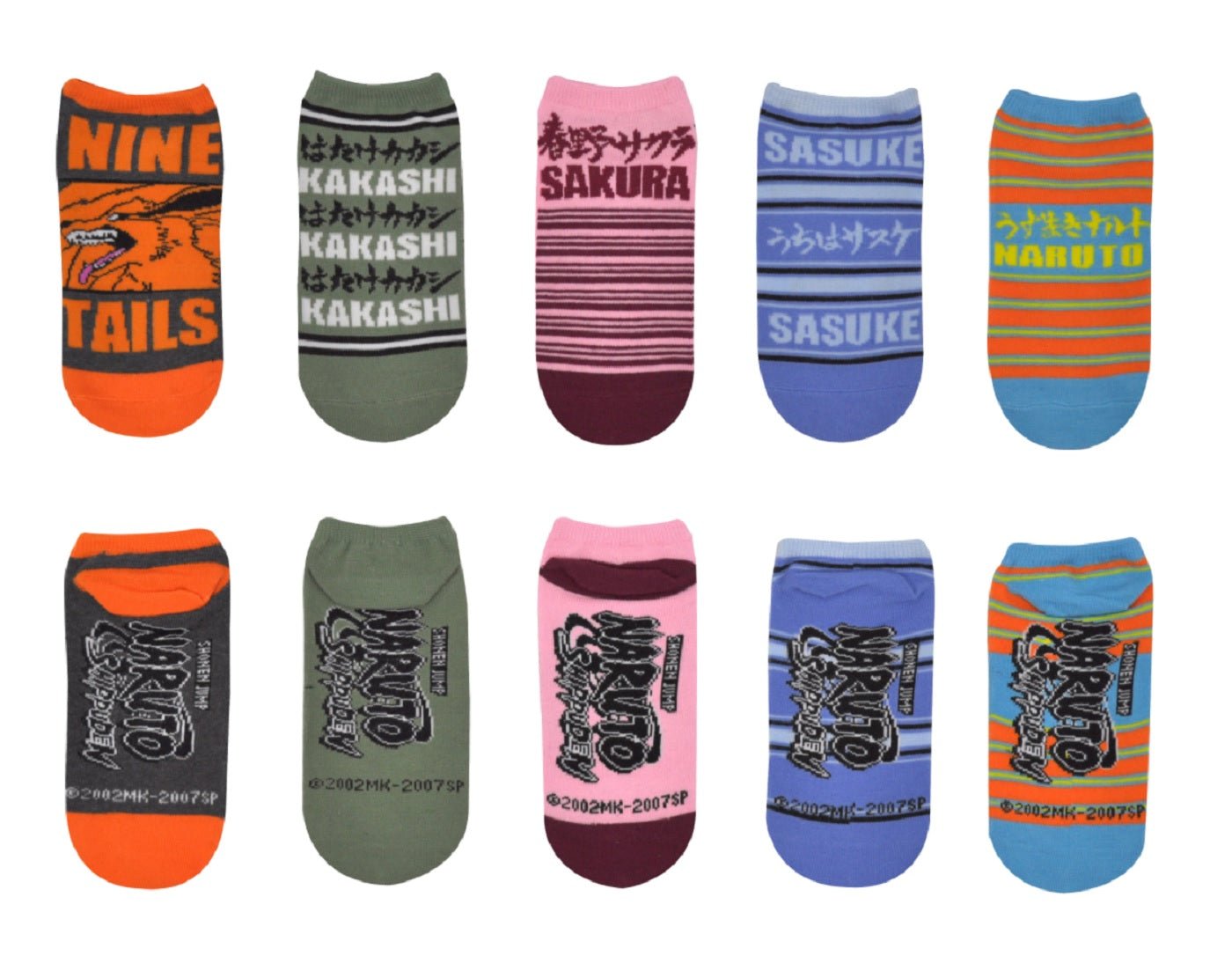 Naruto Shippuden Nine Tails, Kakashi, Sakura, Sasuke, Naruto 5 Pack Lowcut Socks - Fundom