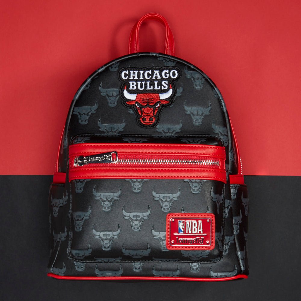 NBA Chicago Bulls Logo Mini Backpack Double Strap Shoulder Bag Purse - Fundom