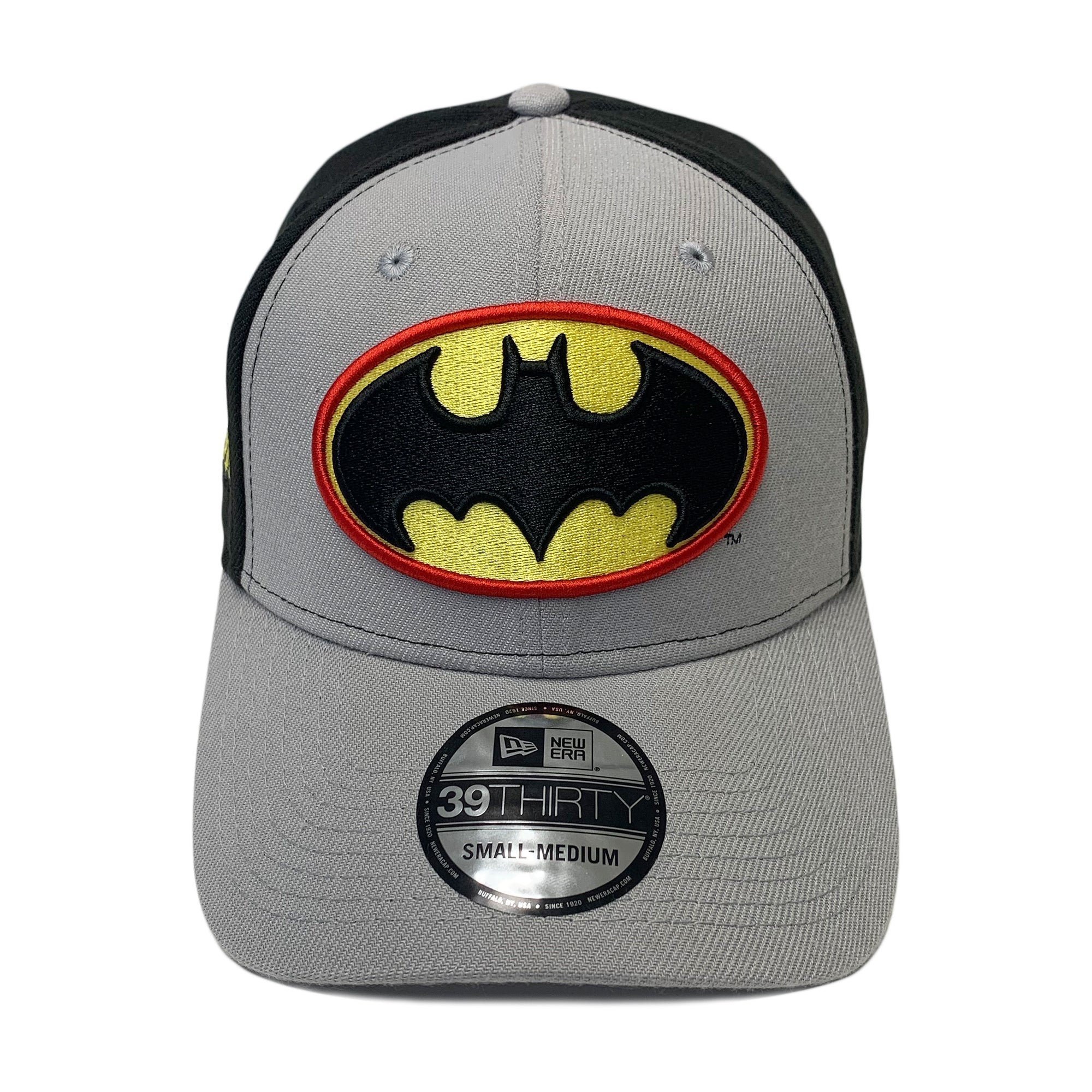 New Era 39THIRTY DC Comics Batman Symbol Gray & Black Fitted Hat - Fundom