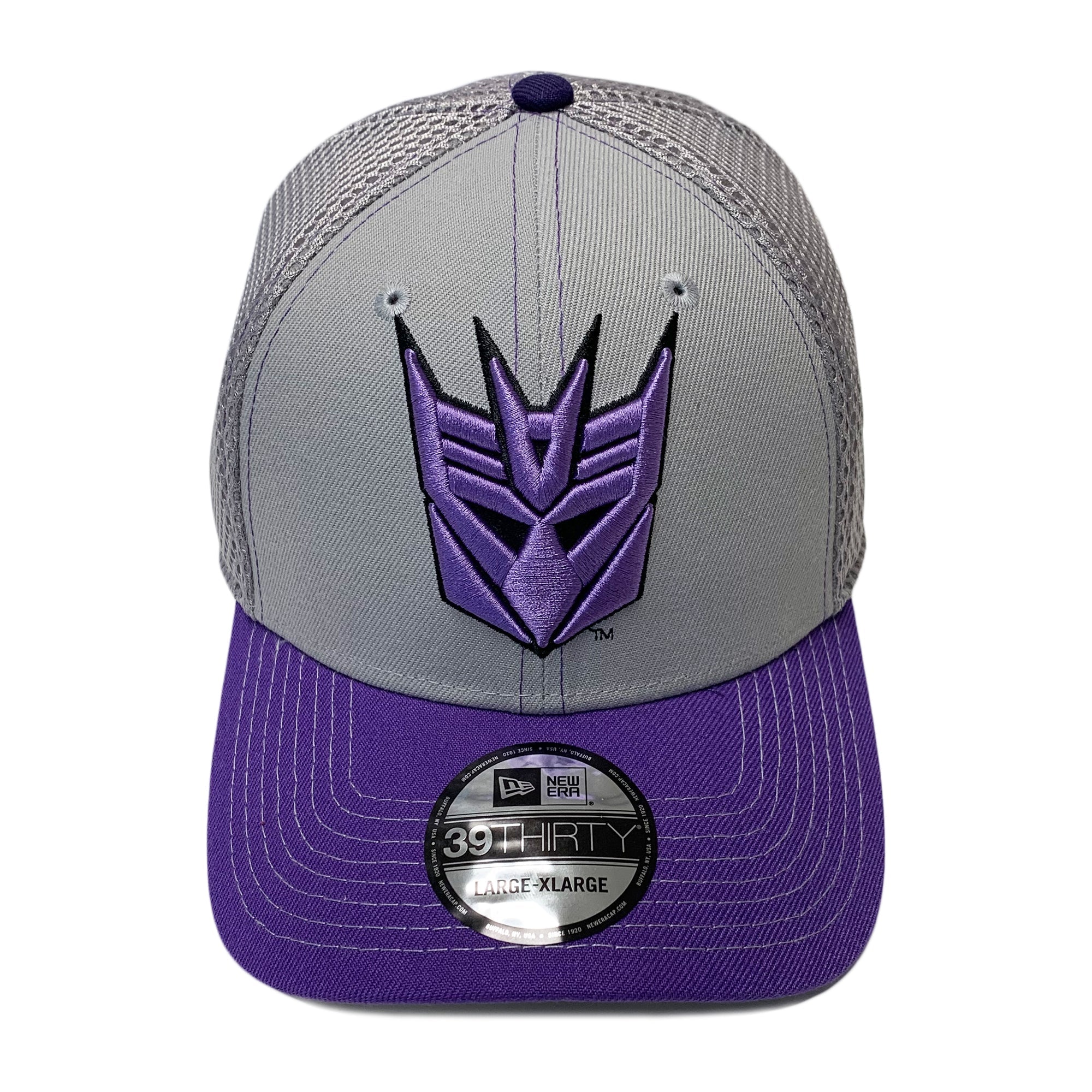 New Era 39THIRTY Transformers Decepticon Symbol Gray & Purple Fitted Hat - Fundom