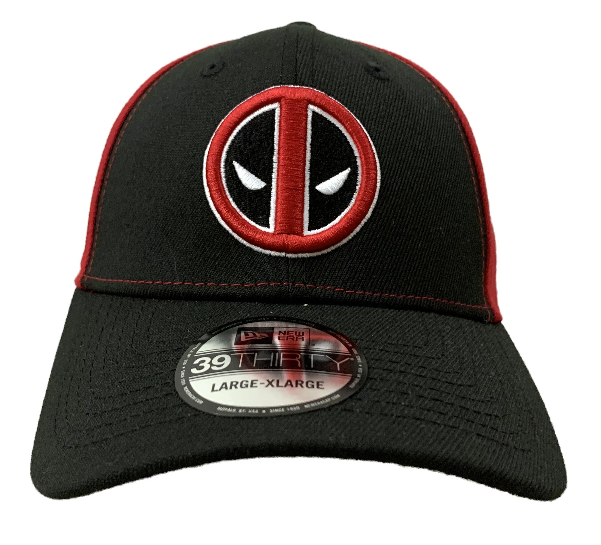 New Era Marvel Deadpool Symbol Black And Red 39Thirty Fitted Hat L/XL - Fundom