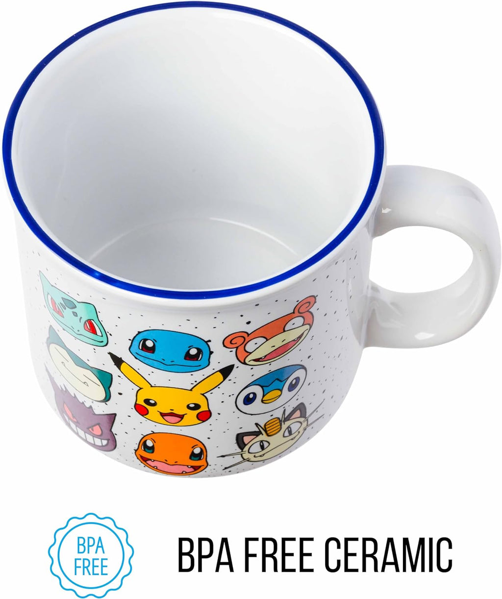 Nintendo Pokemon Bulbasaur Squirtle Slowpoke Snorlax Pikachu Charmander & More Grid Camper Mug 20 Ounces - Fundom