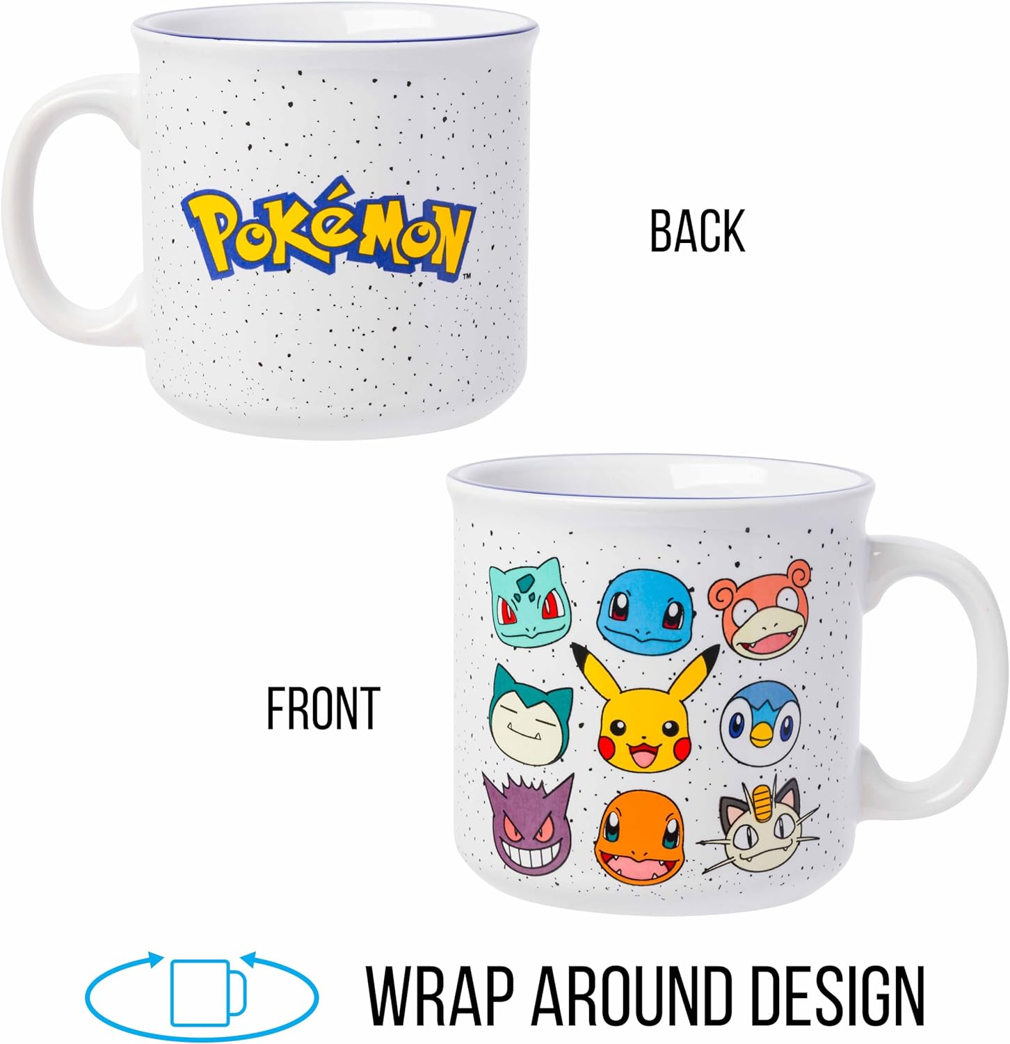 Nintendo Pokemon Bulbasaur Squirtle Slowpoke Snorlax Pikachu Charmander & More Grid Camper Mug 20 Ounces - Fundom