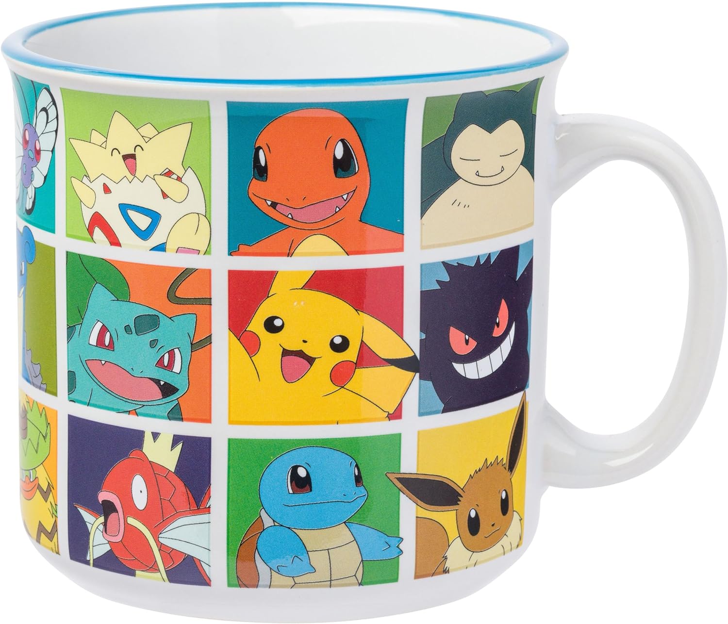 Nintendo Pokemon Bulbasaur Squirtle Snorlax Pikachu Eevee & More Grid Ceramic Camper Mug 20 Ounces - Fundom