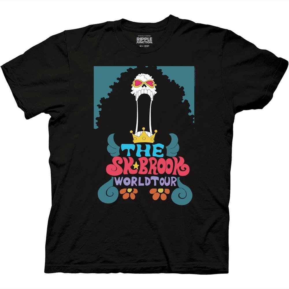 One Piece - Brook World Tour Adult T-Shirt - Black - Officially Licensed - Fundom