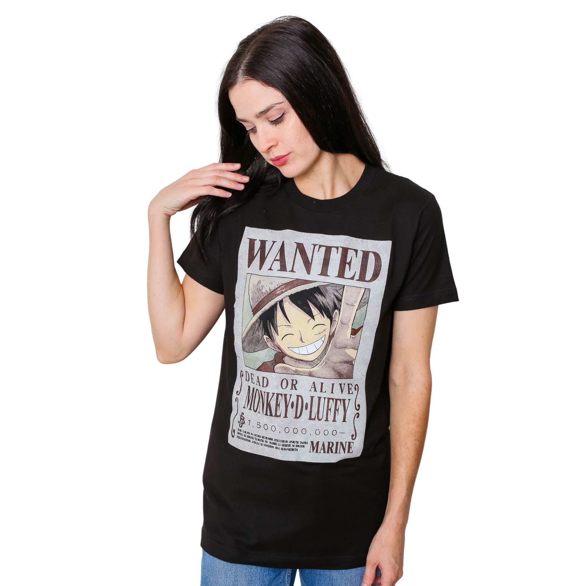 One Piece Luffy Full Wanted Poster Anime Adult Short - Sleeve Graphic T-Shirt - Fundom