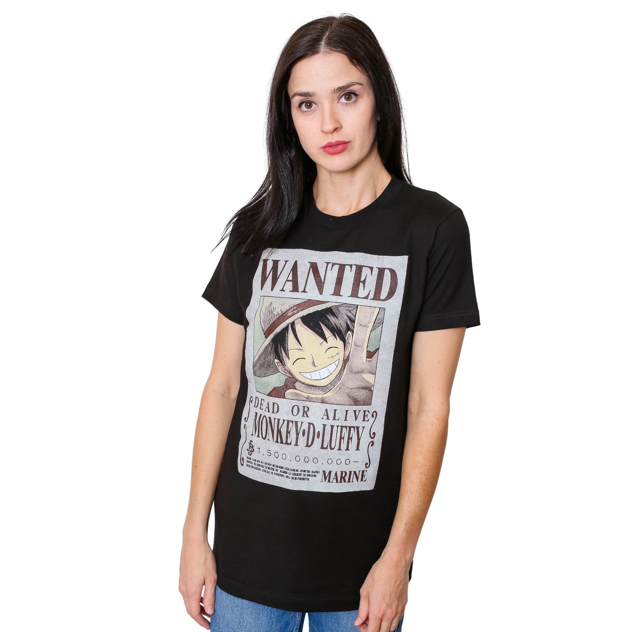 One Piece Luffy Full Wanted Poster Anime Adult Short - Sleeve Graphic T-Shirt - Fundom