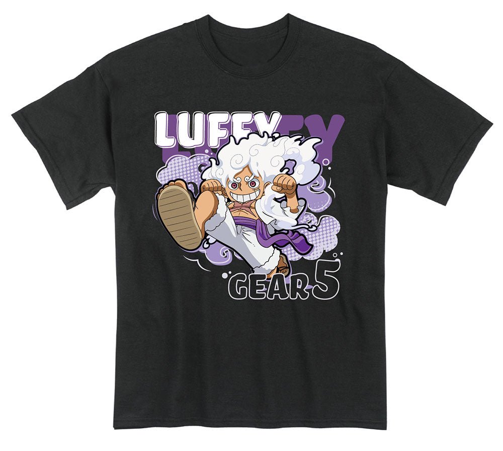 One Piece - Monkey D. Luffy Gear 5 SD Art With Cloud Black Adult T-Shirt - Great Eastern Entertainment - Fundom