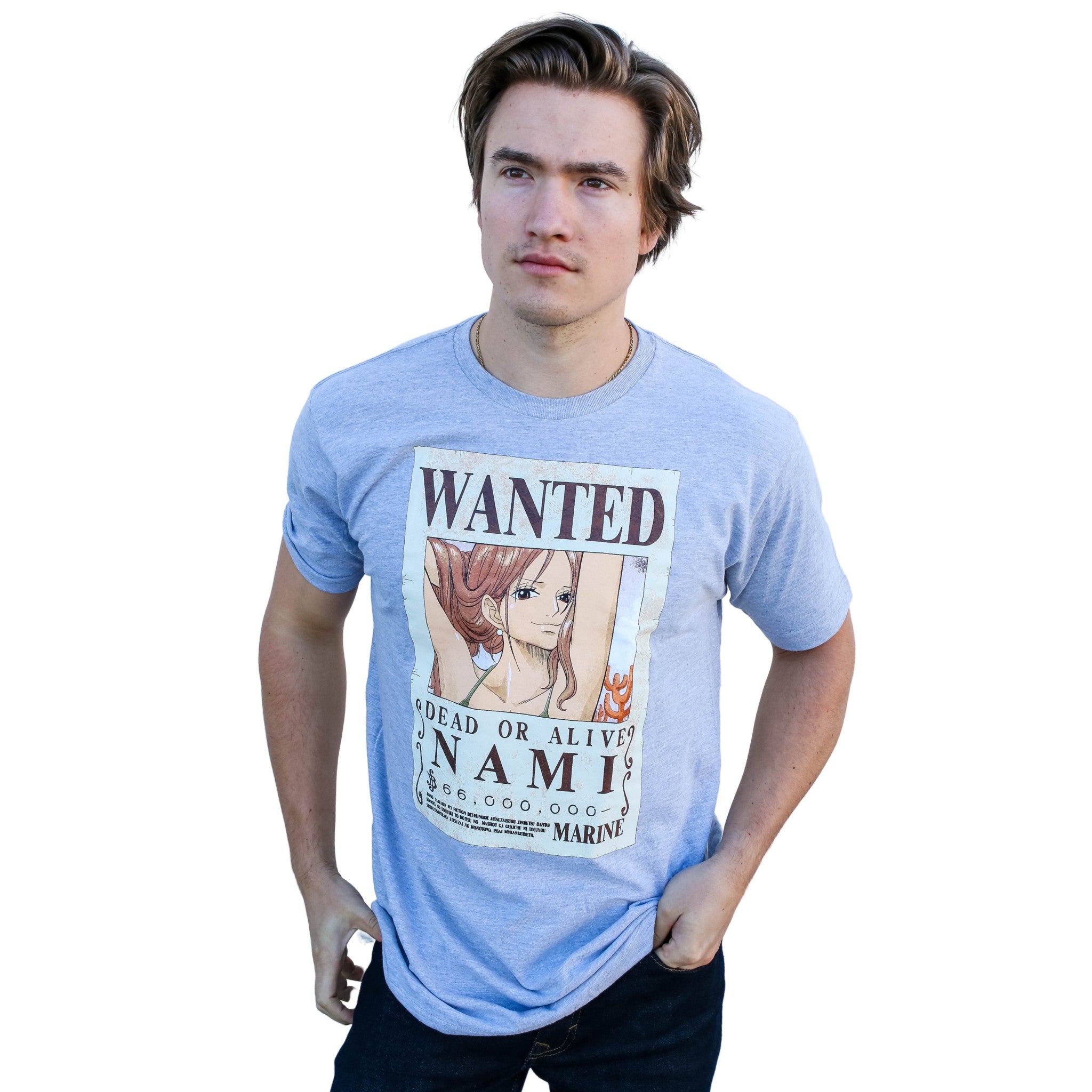 One Piece Nami Full Wanted Poster Anime Adult Short - Sleeve Graphic T-Shirt - Fundom