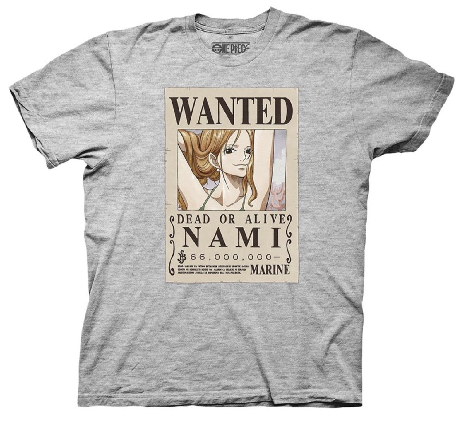 One Piece Nami Full Wanted Poster Anime Adult Short - Sleeve Graphic T-Shirt - Fundom