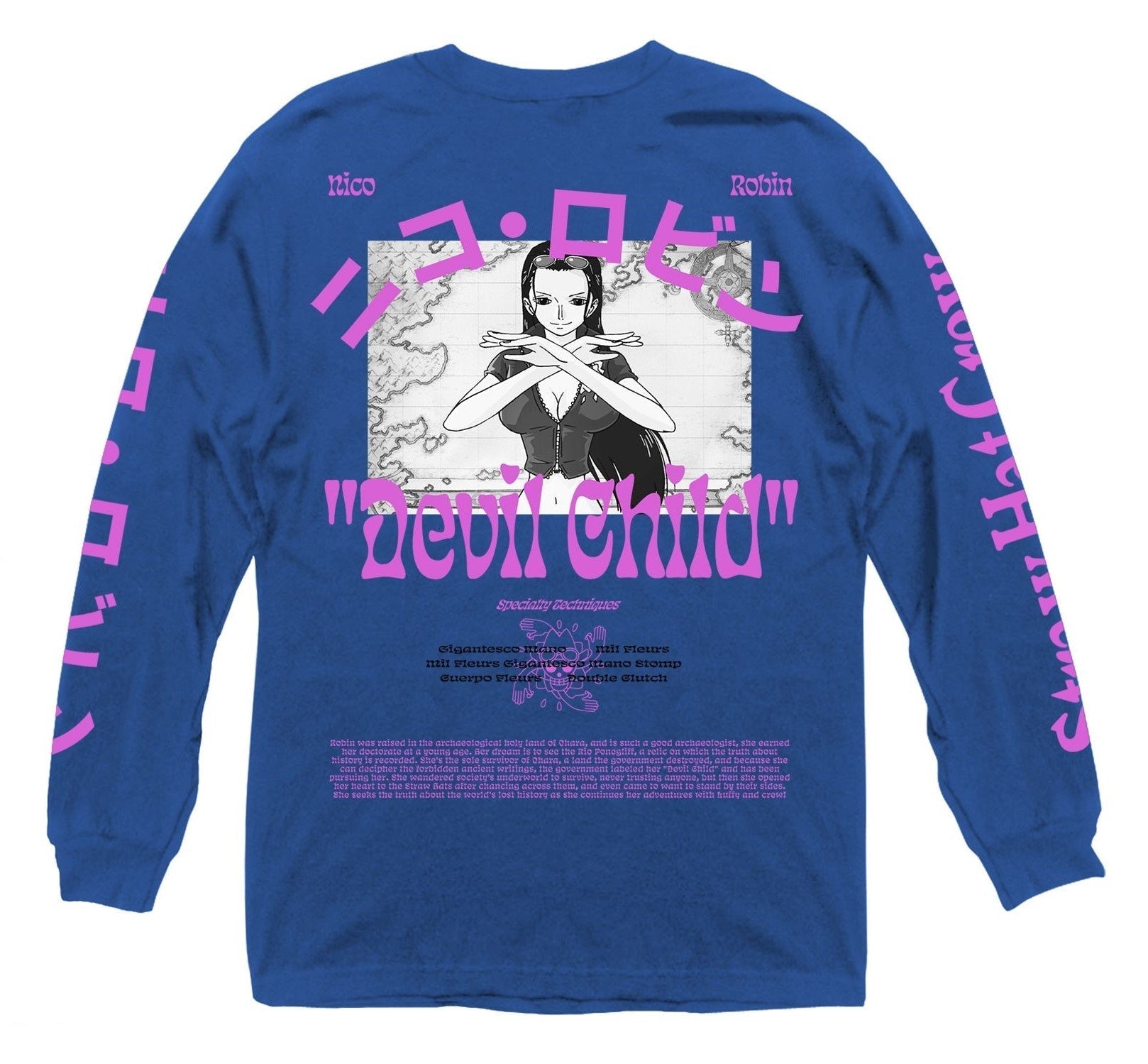 One Piece Nico Robin Demon Child Anime Adult Long Sleeve Graphic T-Shirt - Fundom