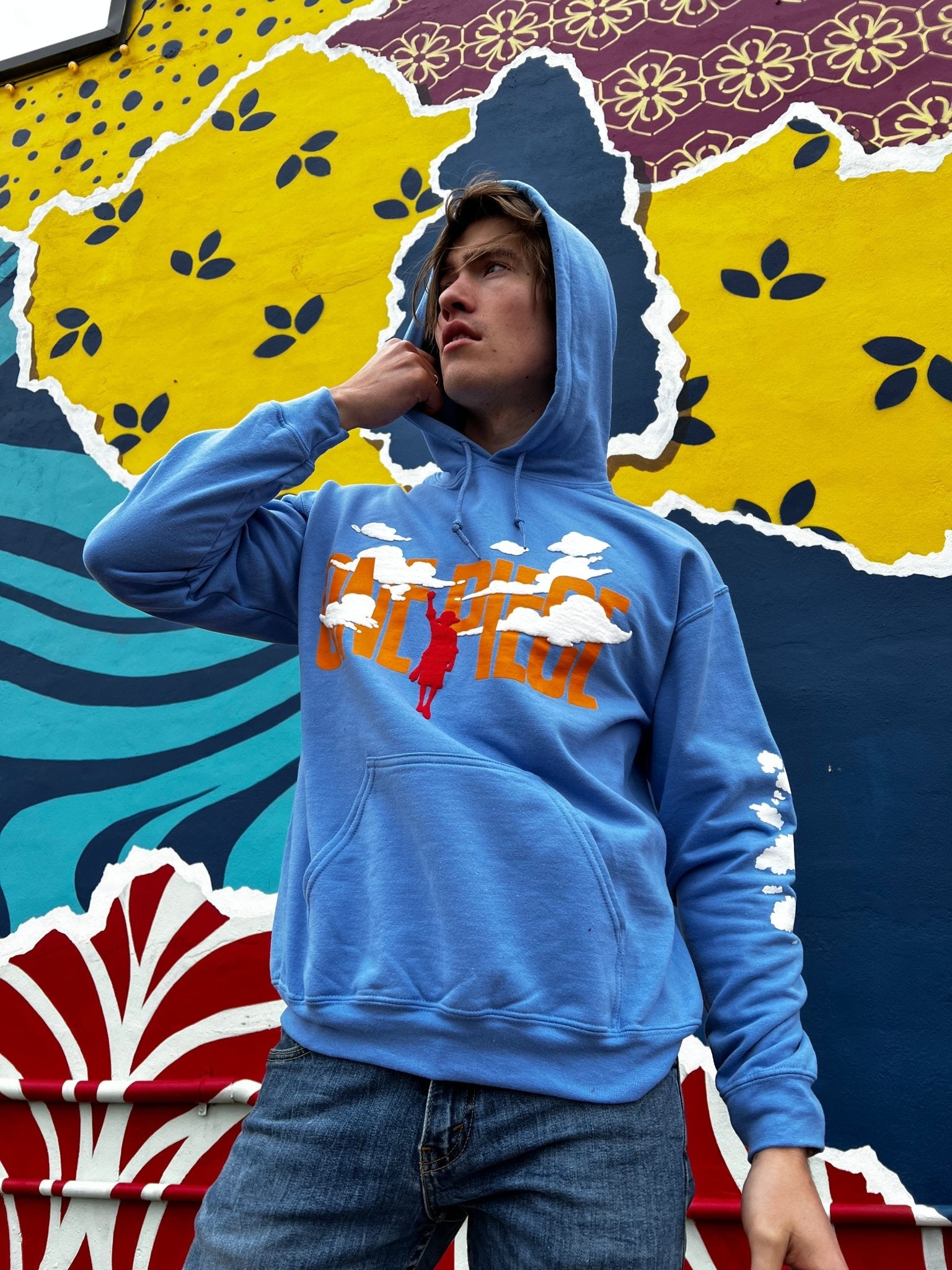 One Piece Puffy Monkey D. Luffy & Clouds - Front Back & Sleeve Print - Licensed Adult Hoodie - Fundom