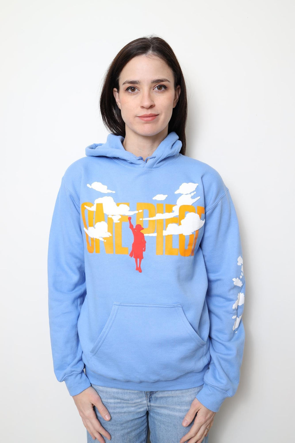 One Piece Puffy Monkey D. Luffy & Clouds - Front Back & Sleeve Print - Licensed Adult Hoodie - Fundom