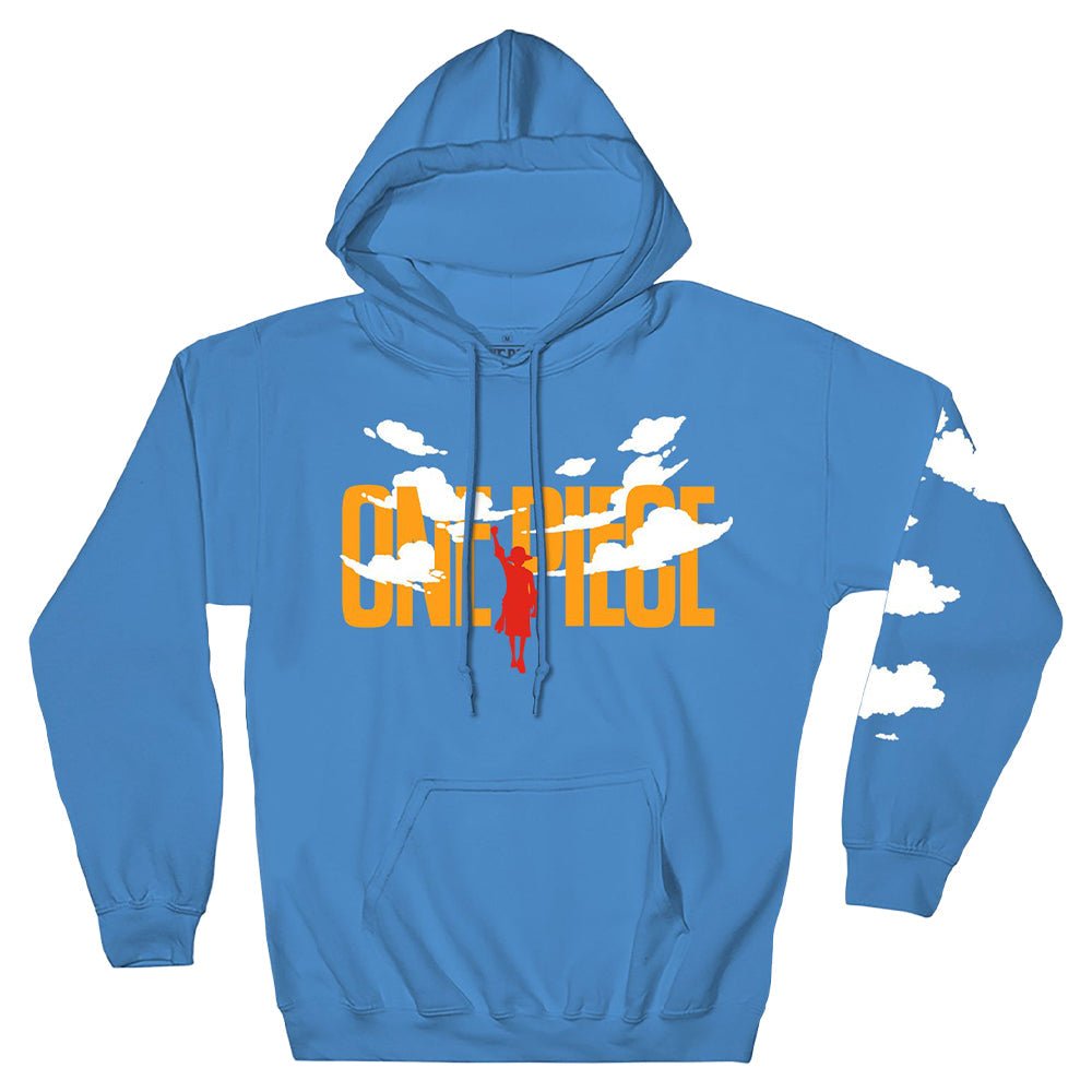 One Piece Puffy Monkey D. Luffy & Clouds - Front Back & Sleeve Print - Licensed Adult Hoodie - Fundom