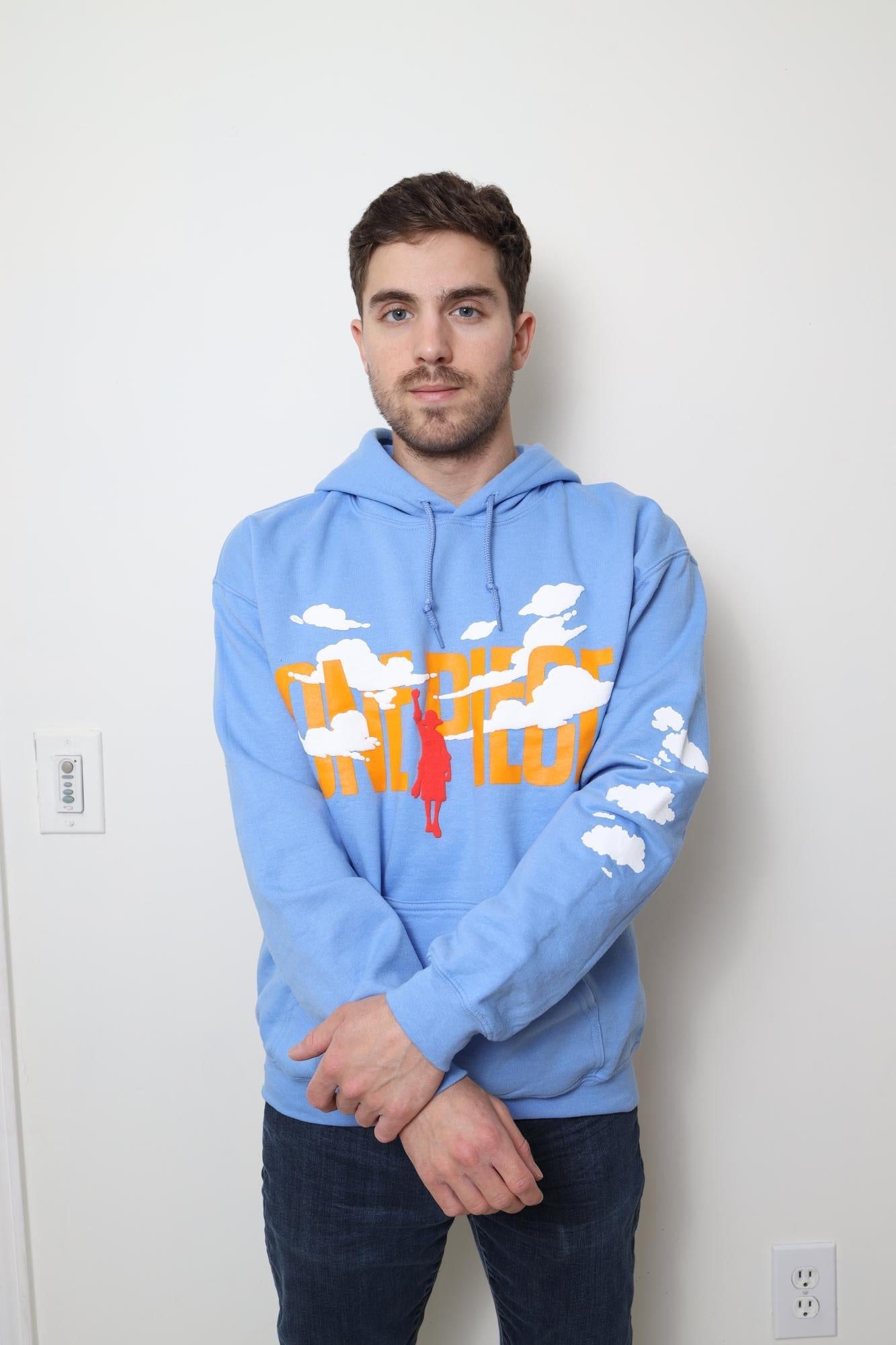 One Piece Puffy Monkey D. Luffy & Clouds - Front Back & Sleeve Print - Licensed Adult Hoodie - Fundom