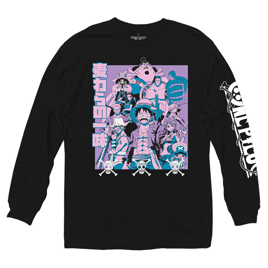 One Piece - Purple and Blue Group Adult Long Sleeve T-Shirt - Black - Officially Licensed - Fundom