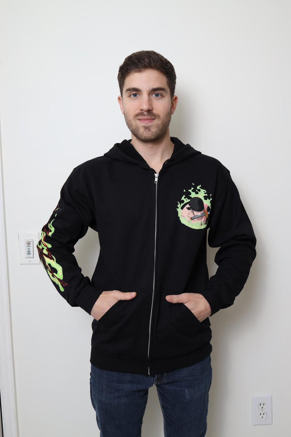 One Piece Roronoa Zoro King Of Hell Licensed Adult Zip Up Hoodie - Fundom