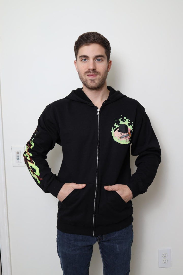 One Piece Roronoa Zoro King Of Hell Licensed Adult Zip Up Hoodie - Fundom