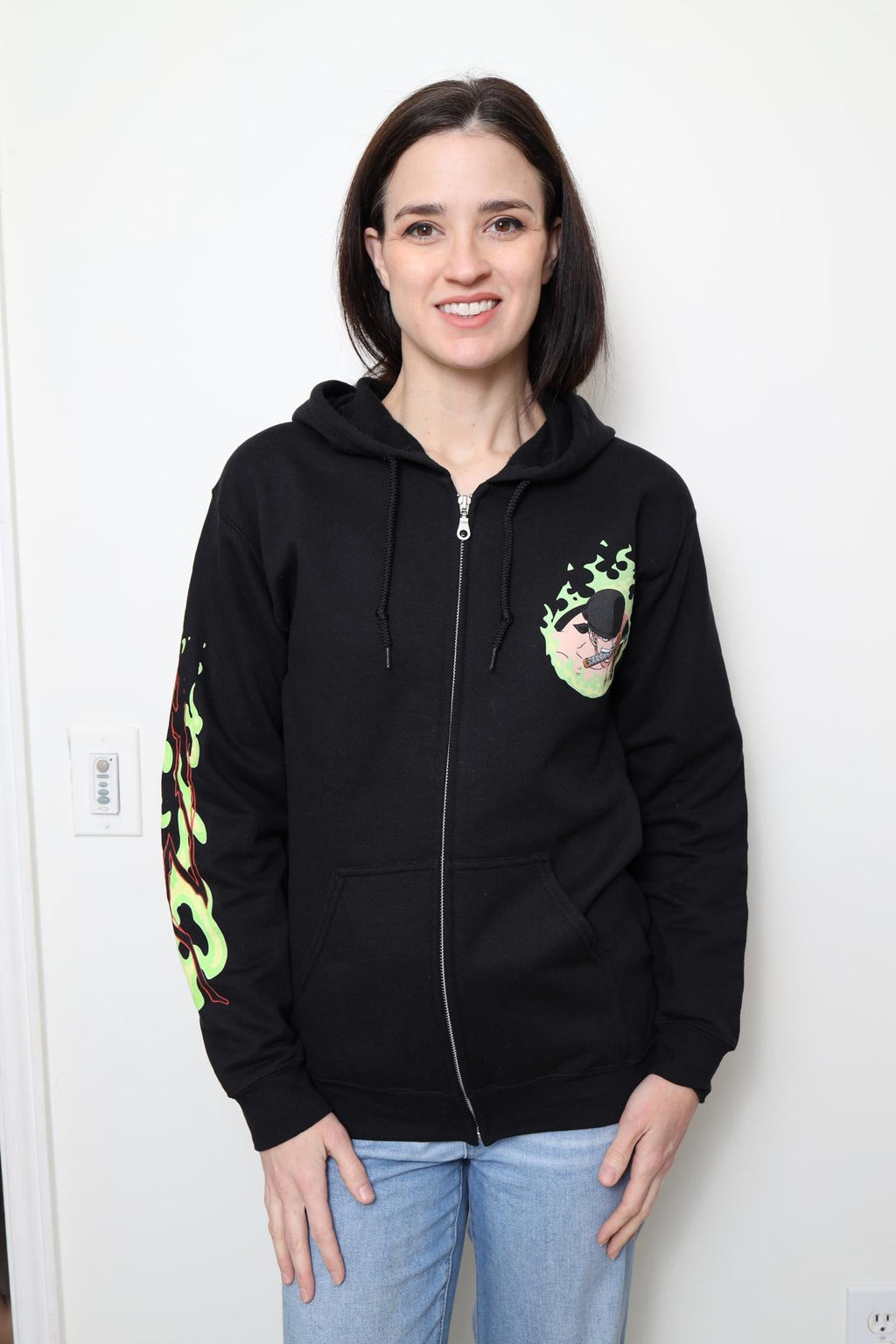 One Piece Roronoa Zoro King Of Hell Licensed Adult Zip Up Hoodie - Fundom
