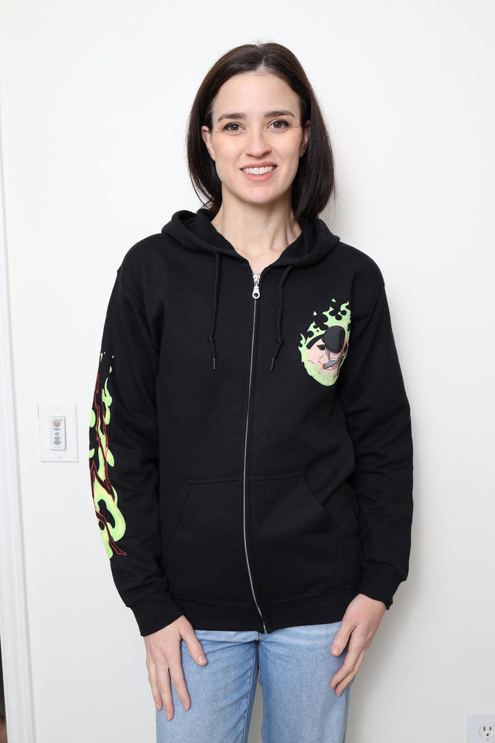 One Piece Roronoa Zoro King Of Hell Licensed Adult Zip Up Hoodie - Fundom