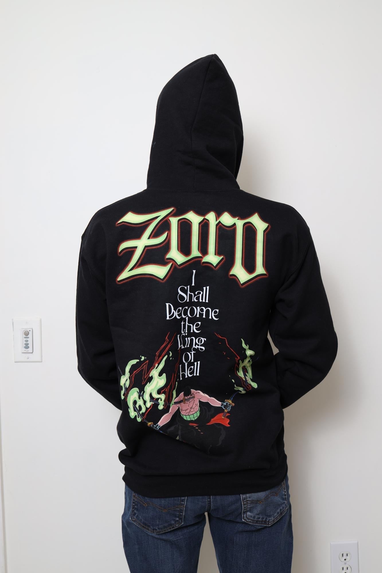 One Piece Roronoa Zoro King Of Hell Licensed Adult Zip Up Hoodie - Fundom
