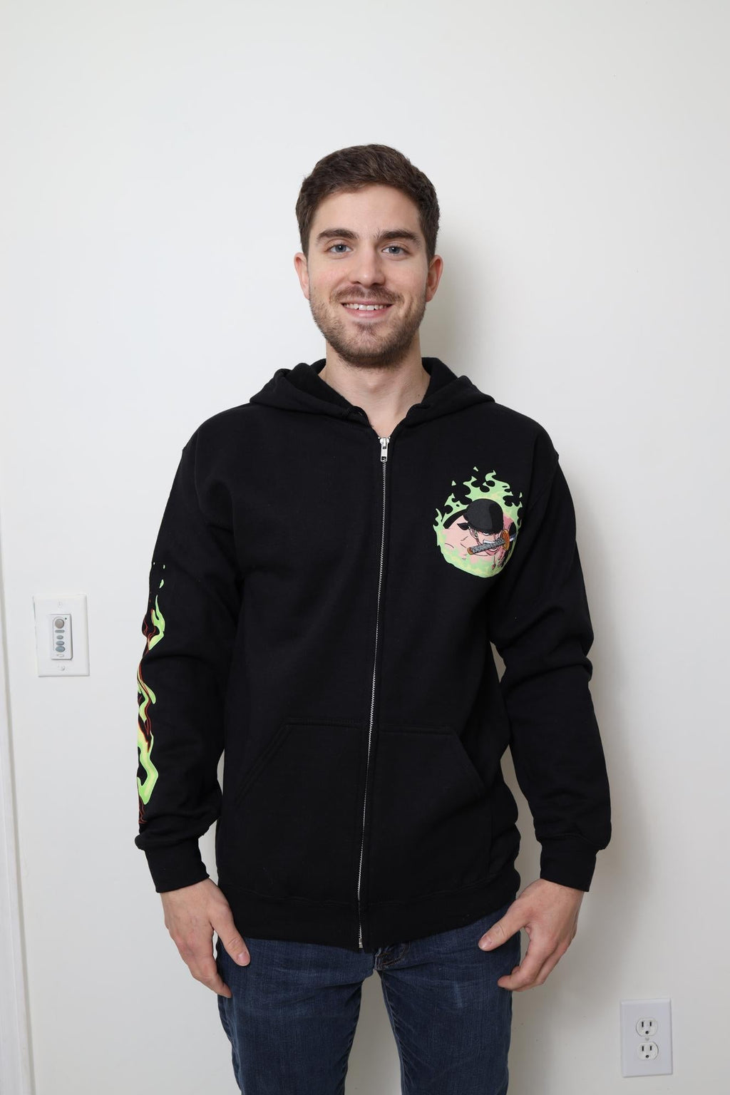 One Piece Roronoa Zoro King Of Hell Licensed Adult Zip Up Hoodie - Fundom