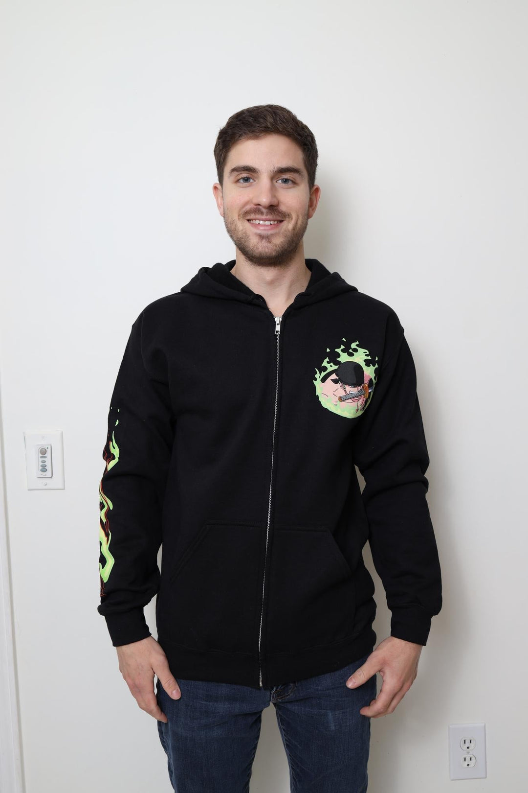 One Piece Roronoa Zoro King Of Hell Licensed Adult Zip Up Hoodie - Fundom