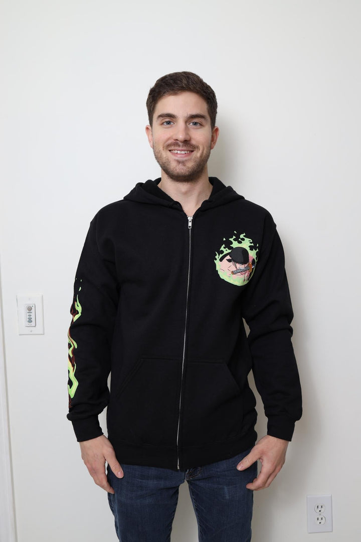 One Piece Roronoa Zoro King Of Hell Licensed Adult Zip Up Hoodie - Fundom
