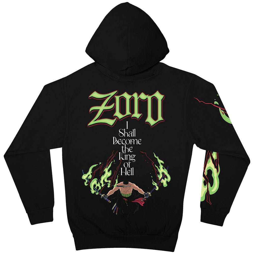One Piece Roronoa Zoro King Of Hell Licensed Adult Zip Up Hoodie - Fundom